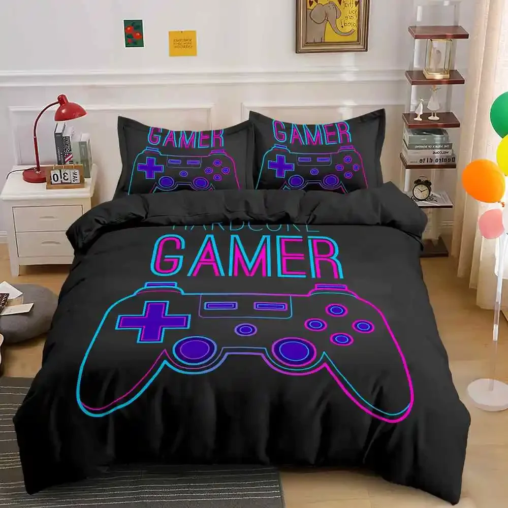 Juste de couette Gamepad pour adolescents, ensemble de literie, vidéo, athlon, américains, enfants, garçons, contrôleur moderne, couvre-lit