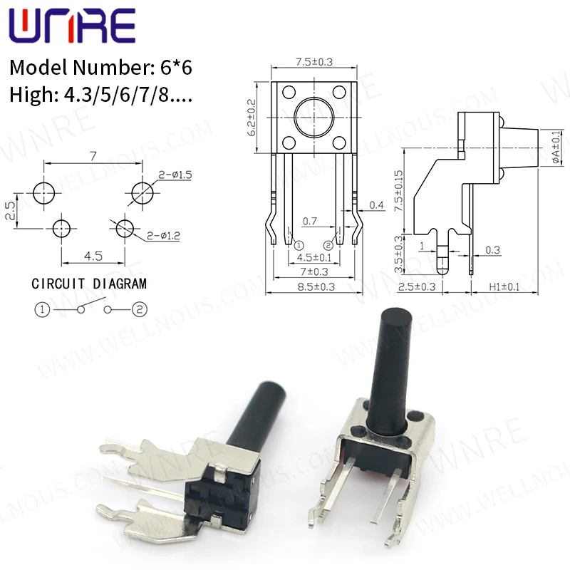 Tact Switch Push Button Switch 6*6*16mm Horizontal Holder 4 Pin DIP Micro Switch 6X6