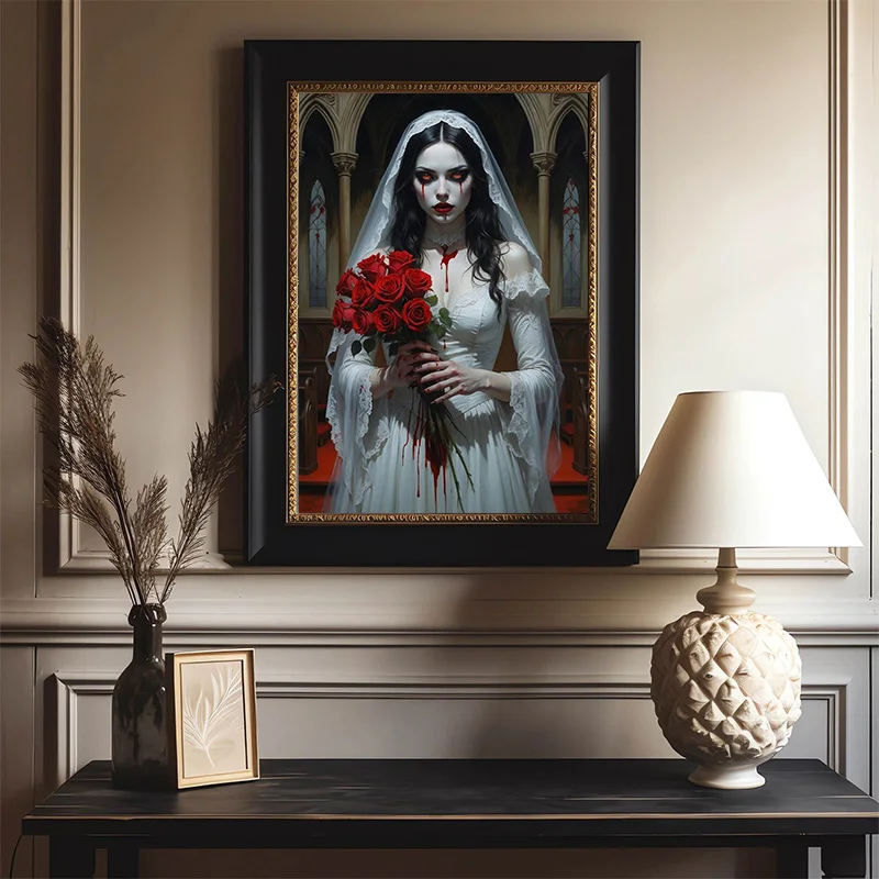 Black Rose Blood Bride Vampire Dark Fantasy Poster Print Wall Art Pictures Canvas Painting Living Room Bedroom Home Decor Gift