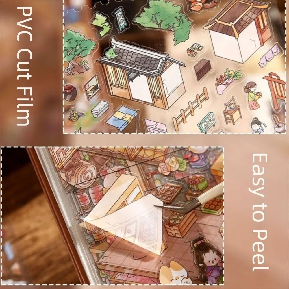 cartoon-design-ancient-style-stickers-miniature-house-pet-material-diy-decoration-stickers-cabin-scene-ancient-figures