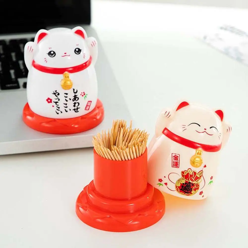 Lovely Lucky Cat Toothpick Container High Quality ABS Toothpick Box Household Toothpick Dispenser Box For Living Room