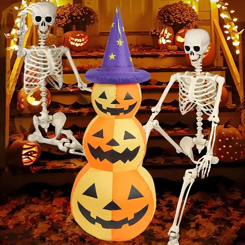 1.5M/5FT Zucche giocattolo gonfiabili di Halloween Modello gonfiabile Forniture natalizie luminose Modello di decorazione dell'atmosfera di Halloween
