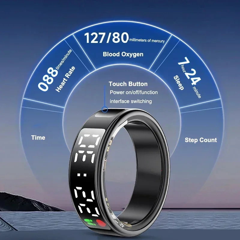 Smart Ring Multifunctional Health Tracker Heart Rate Blood Oxygen Monitor Brush Tiktok Waterproof Men Women Ring Sleep Fitness