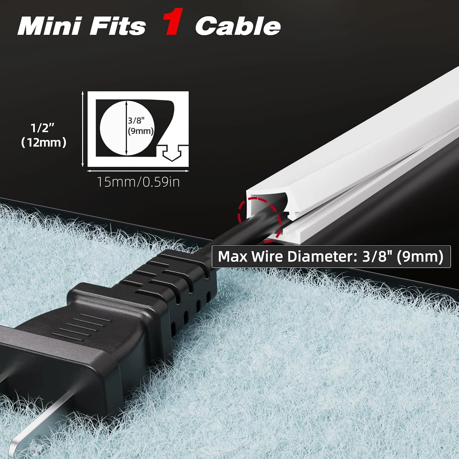 1PC 1/3/6m Cord Hider for Wall Mounted TV, Cable Cover with Side Open, Flexible Self-Adhesive Cord Organizer