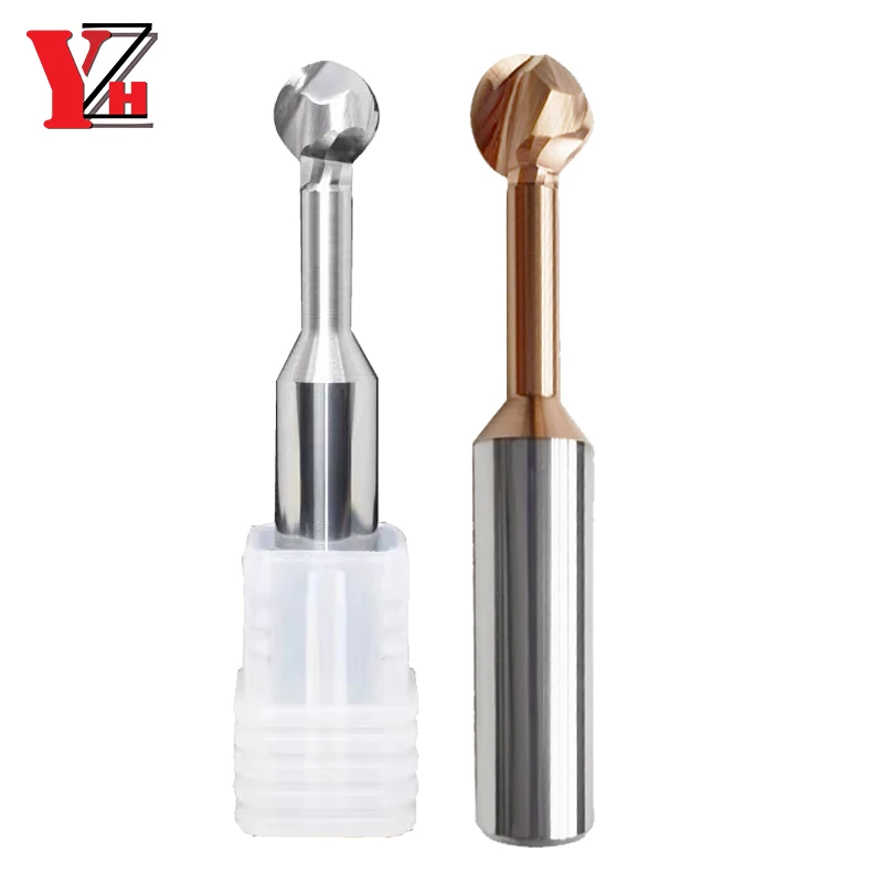 YZH HRC60 Ball T-shaped Arch Milling Cutter Lollipop End Mill Carbide CNC Cutter 3D For Steel Aluminum R1 R2 R3 R4 R5 R6-R10