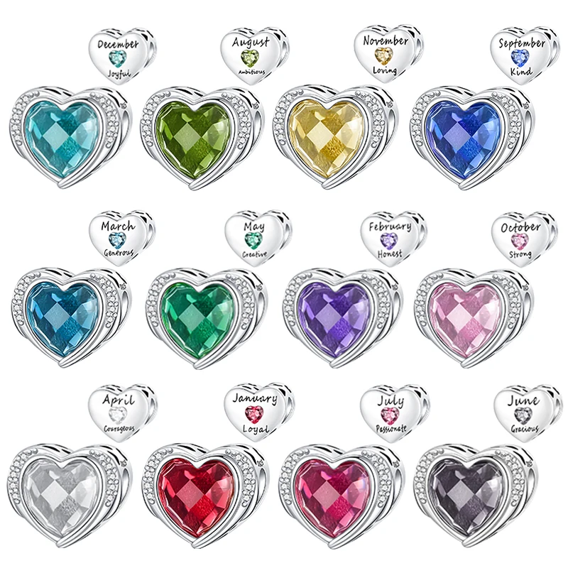 

Стерлингового серебра 925 пробы, Январский камень на день рождения, любовь, циркон, кулон, бусина, подходит, подвески, ожерелье, браслет, женские украшения, подарок «сделай сам»