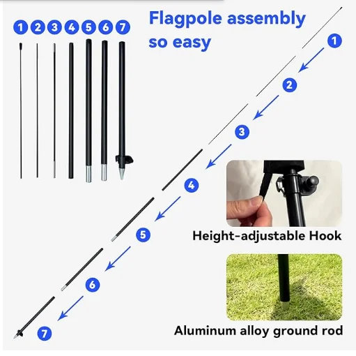Beach Swooper Banner Pole Kit Aluminum Alloy Wind Resistant Flagpole with Ground Spike for Outdoor Business Advertising