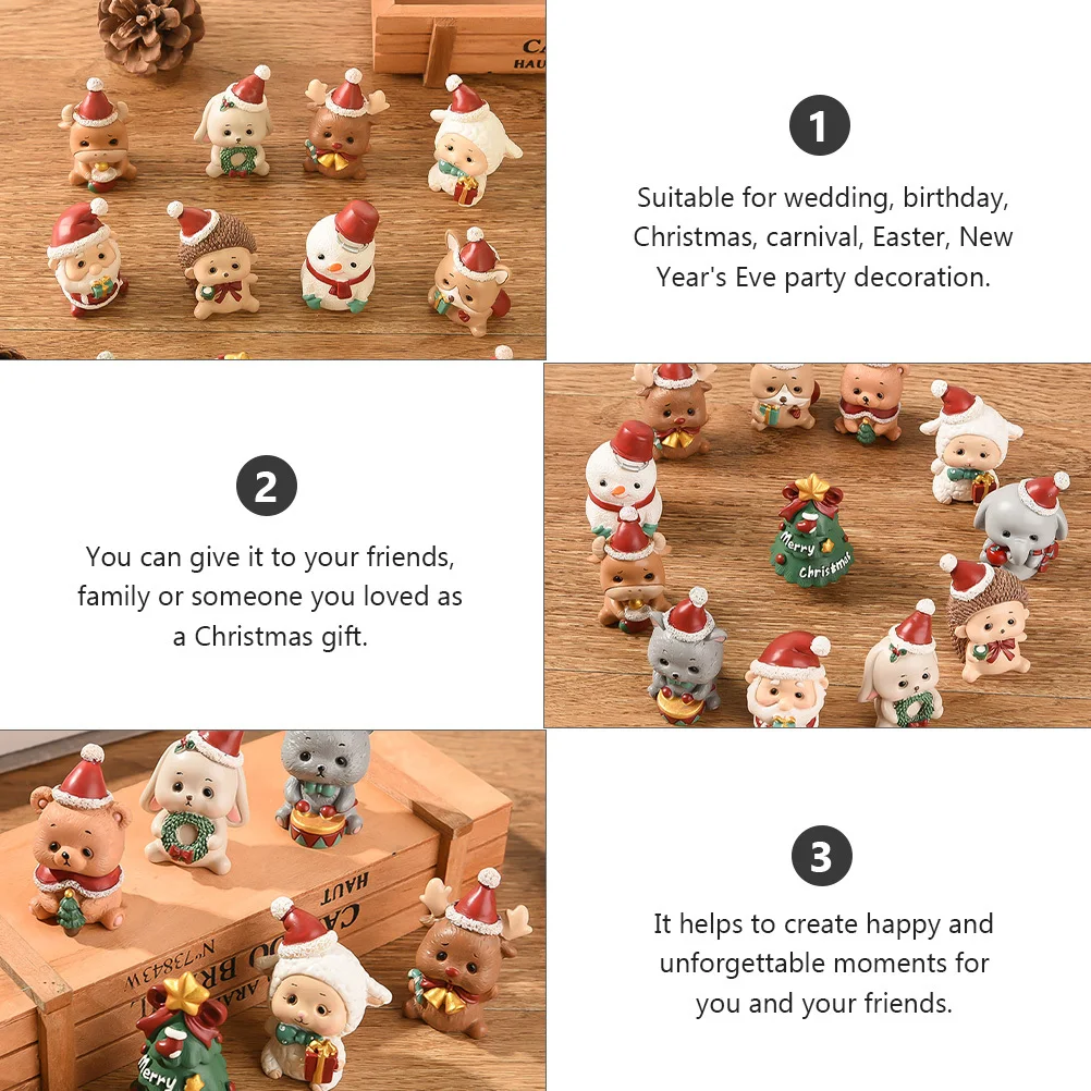 

4Pcs Xmas Desktop Cartoon Decor Resin Handmade Craft Creative Festival Props Cheerful Party Decoration Christmas Ornament