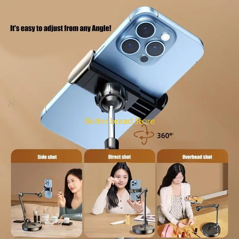 W89C Phone Tripod Table Stand Desktop Tripod Overhead Shot Photography Arm Universal