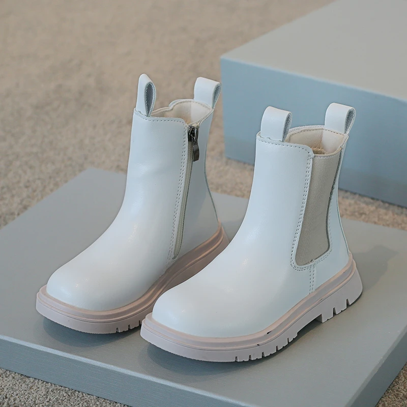 Kinderen Chelsea Laarzen voor Jongens Meisjes Mode Klassieke Zijrits Enkel Korte Laarzen Zwart Beige Kinderen Herfst Winter Warme Schoenen