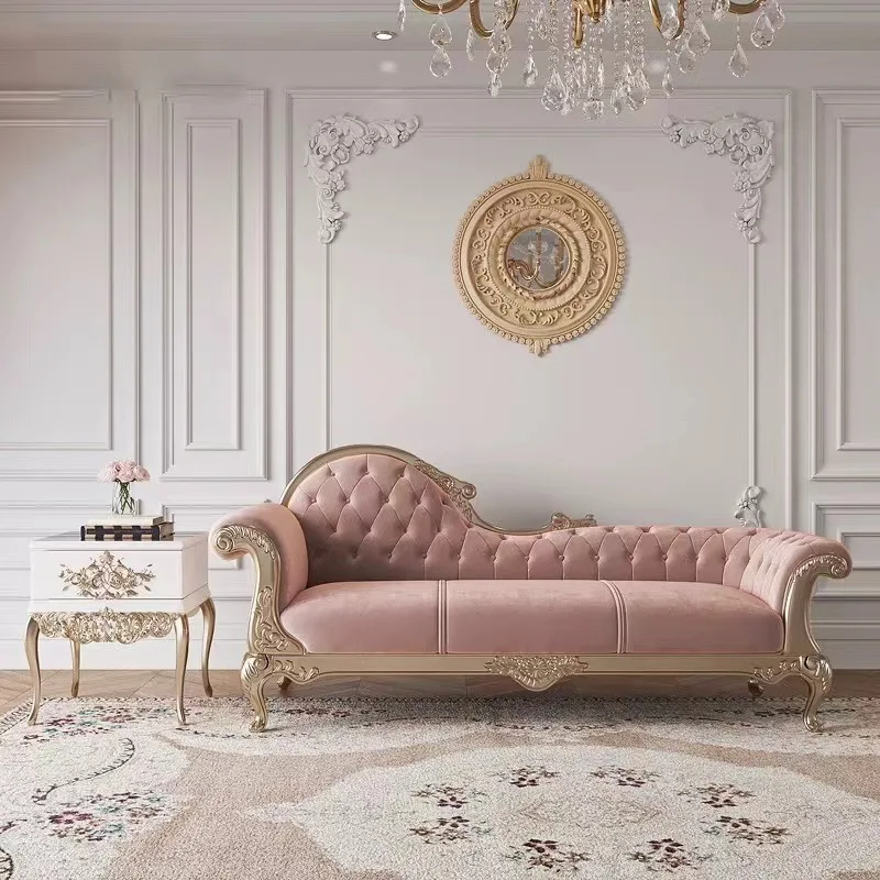 rt-French solid wood sofa combination light luxury romantic carved fabric person sofa luxury court style living room furnitur-