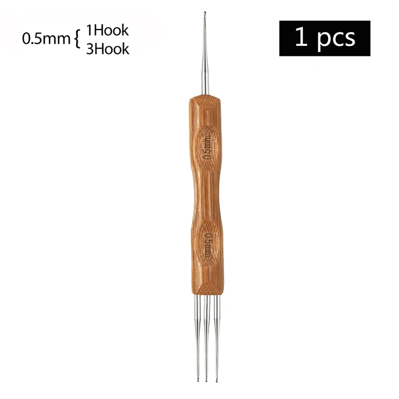 1Pcs/Lot 1-2 Hook 1-3 Hooks Style Dreadlock Needle for Braid 0.5Mm 0.75Mm Natural Bamboo Dread-Lock Hair Weaving Tool