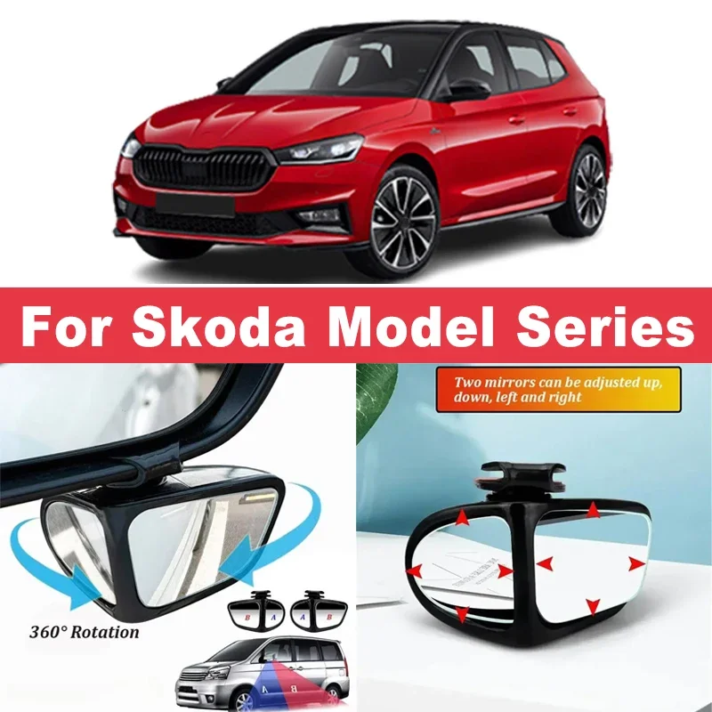 

2Pcs 360° Adjustable Blind Spot Mirrors Convex Wide Angle Rearview For Skoda Octavia Fabia Rapid Superb Kodiaq Karoq Kamiq