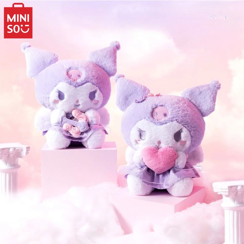 

MINISO Sanrio Series Kuromi Cupid Sitting Doll Kawaii Plush Toy Anime Peripheral Home Bedroom Pillow Children's Birthday Gift