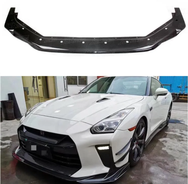 Real Forged Carbon Fiber Front Bumper Splitters Lip Spoiler For Nissan GT-R GTR R35 2017 2018 2019 2020 2021 2022