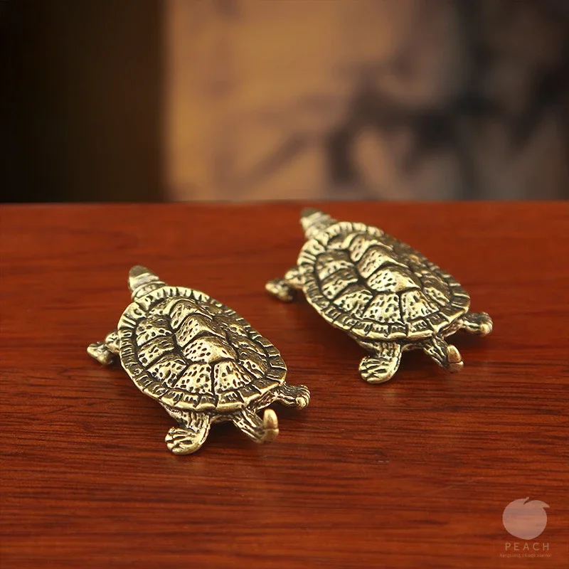 Retro Brass Tortoise Ornament Statue Metal Animal Sculpture Home Office Decoration Ornament Tea Pet Crafts image 3