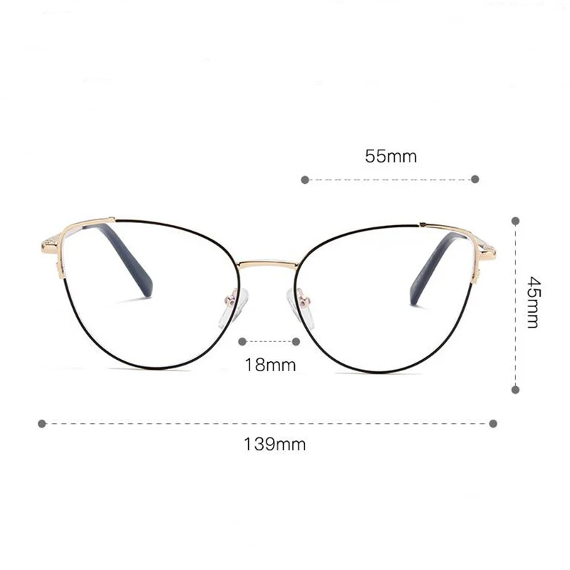 Black Gold Frame Cat Eye Nearsighted Glasses For Women Blue Light Blocking Student Prescription Spectacles 0 -0.5 -0.75 To -6.0