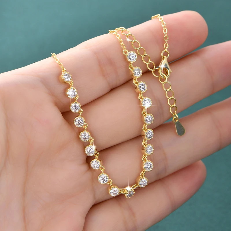 Rrjzz Vollständige 3mm D-Farbe VVS1 Rundschliff Moissanit Bubble Halskette GRA Laborgezüchteter Diamant 14k Vergoldete Damen Halskette Schmuck – Detail 6