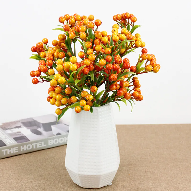 فرع التوت الاصطناعي البلاستيك ورد صناعي ديكور نبات التوت الأحمر الأزرق للعام الجديد زينة عيد الميلاد 2023