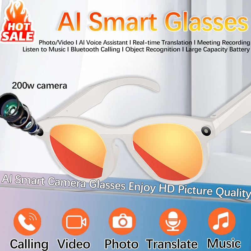 hd-aiスマートグラス-調光-多機能-bluetooth通話-音声アシスタント-音楽プレーヤー-翻訳-カメラ搭載-ホットスマートグラス
