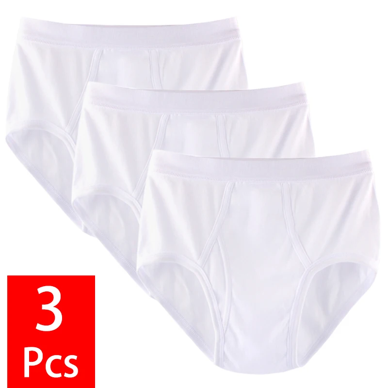 Sous-vêtements sexy 100% coton pour hommes, 3 pièces/lot, slips, confortables, solides, respirants, U powder