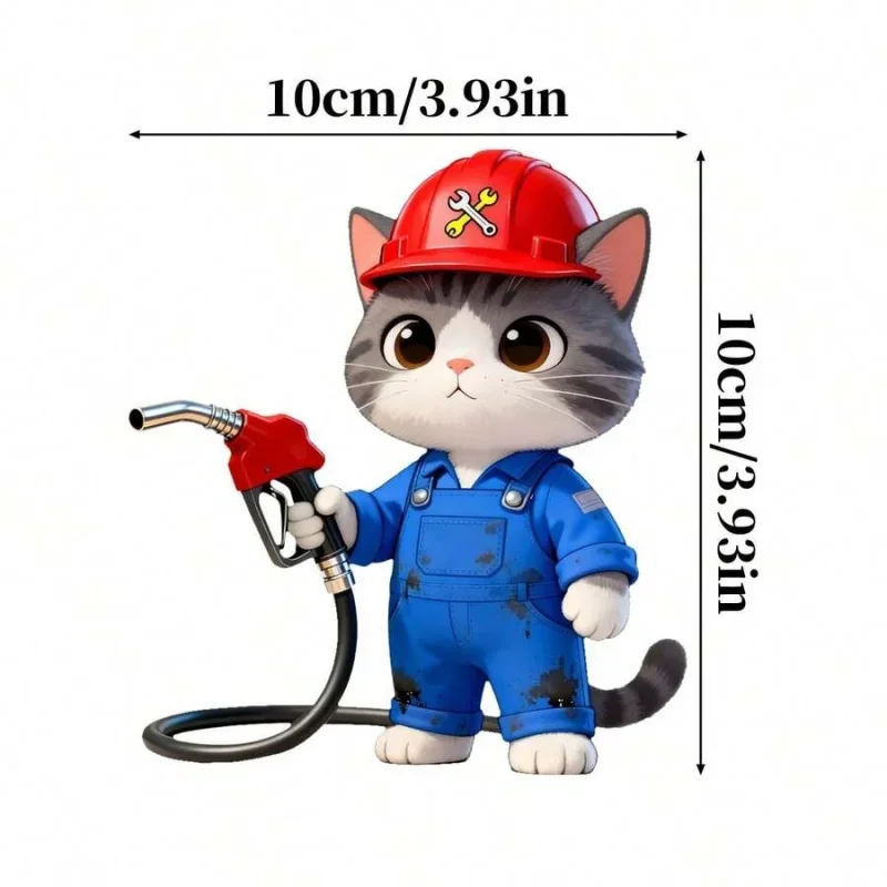 1PC Cute Cheering Cat Vinyl Sticker, Waterproof Durable Decal for Car SUV Motorcycle Oil Tank DIY Decor