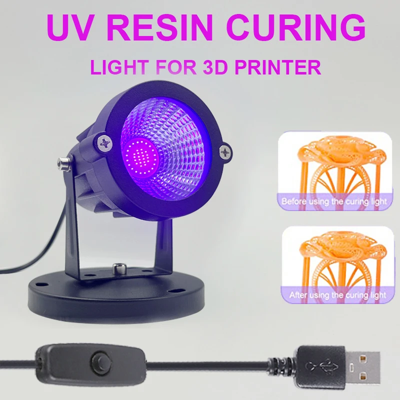 405nm UV GEL Curing Light 10W LED Black Light Fixtures 5V z kablem USB On/Off Switch do utwardzania żywicy UV do drukarek 3D Gel Nail