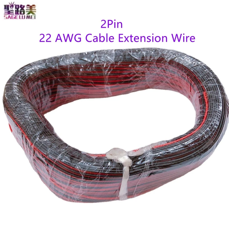 2pin Led Connector Electrical Wire 5/10/20m/50m Cable Wire Extend Cable Wires 22AWG For WS2811 5050 3528 LED Strip CB-22AWG-RB