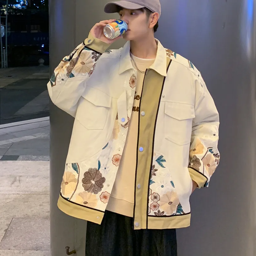 

Мужская повседневная куртка-пальто, новая зимняя утепленная хлопковая куртка с вышивкой в стиле ретро, теплая хлопковая одежда свободного кроя на молнии, молодежная модель