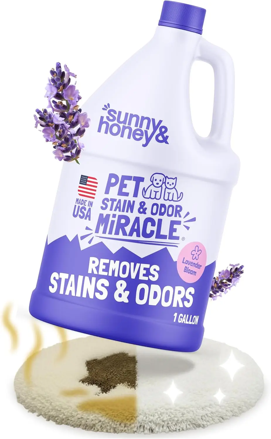 

Enzyme Carpet Cleaner for Pet Stains & Odor, Light Lavender Scent, 128 fl oz - Removes New and Deep-set Messes