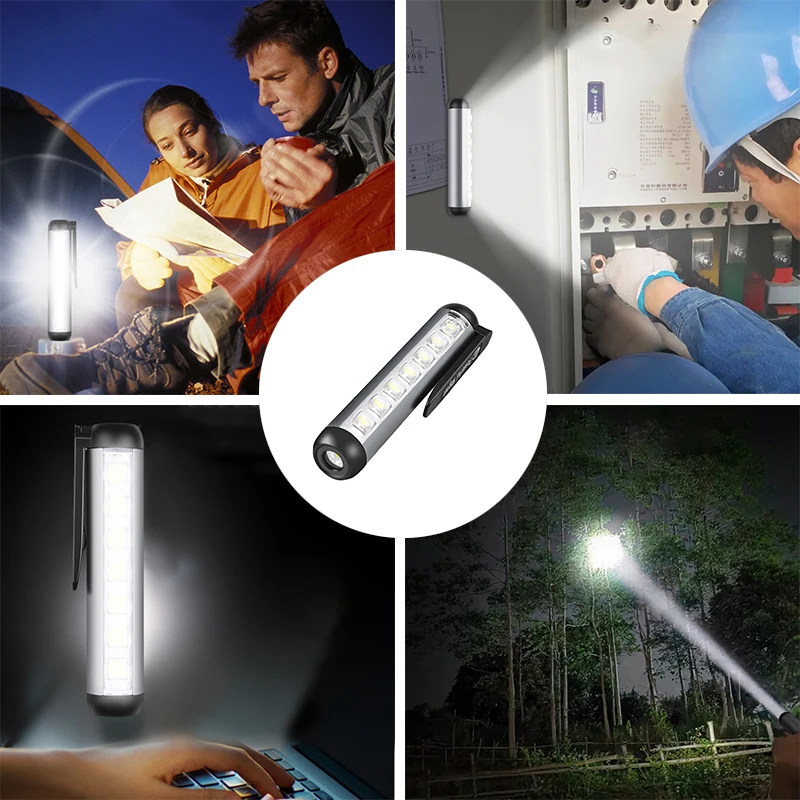 Tragbare Mini-LED-Taschenlampe xpe & Cob Lampe mit Clip Magnet Arbeits licht Outdoor Camping Laterne USB wiederauf ladbare Not lampe