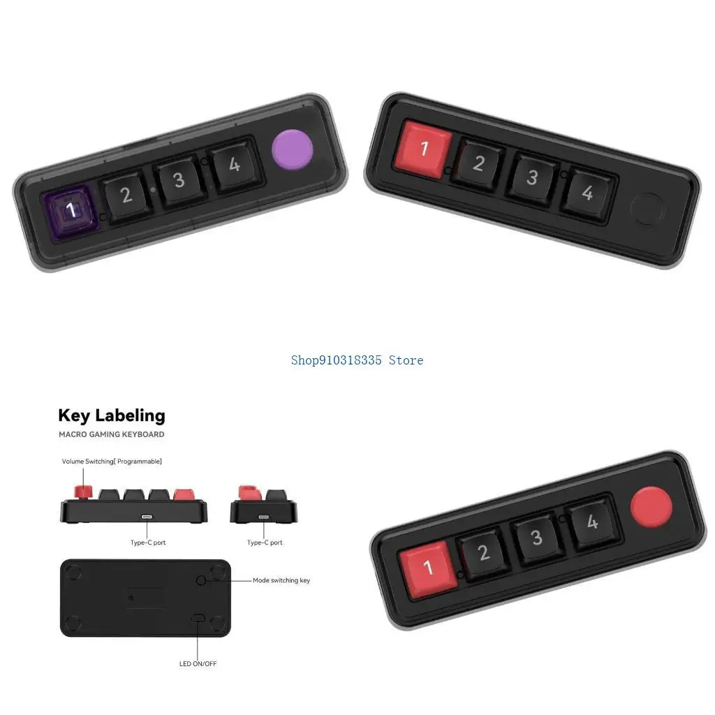 

Mini 4-Key Keypad Mechanical Gaming Keyboard Programmable Hot Swap Designing