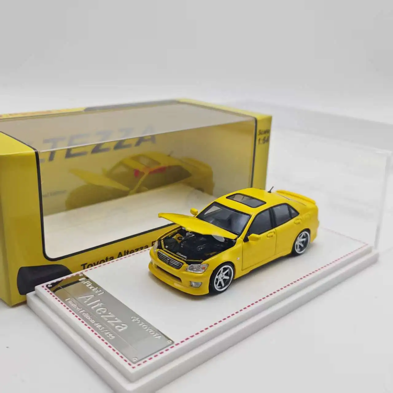 Model one 1:64 Altezza RS200 Yellow Model 1 Openable Hood Alloy Car Model