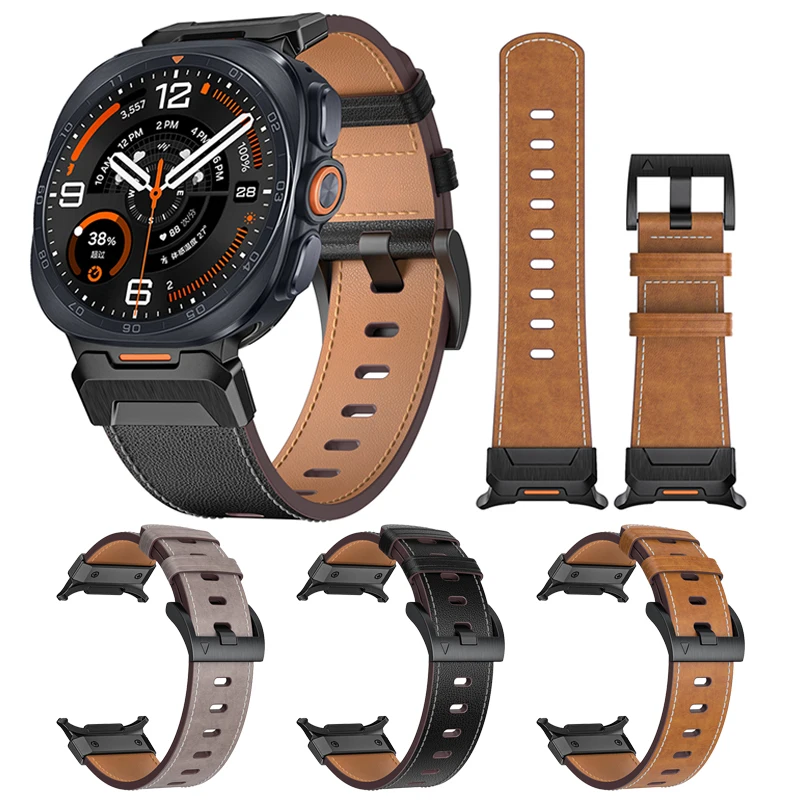 Hochwertiges Business-Lederarmband mit Metallanschluss für Samsung Galaxy Watch Ultra2 2026 Armband für Galaxy Watch Ultra 47mm Band