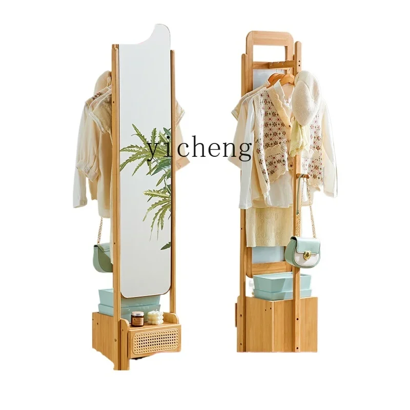 Zz full-body mirror floor-to-ceiling home bedroom rotatable full-length mirror with hanger integrated mobile multi-function