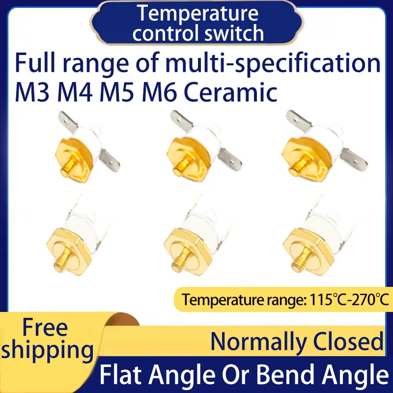 100 szt. M3 M4 M5 M6 normalnie zamknięty KSD301 resetem ręcznym 20-270 stopni przełącznik temperatury termostat czujnik gwintu w mosiężnej sondzie