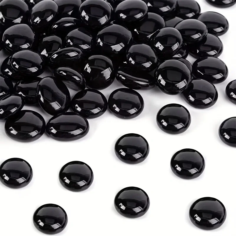 Black Glass Flat Beads for Crafts, Suitable for Garden Landscaping And Vase Decoration, fish tank decorative glass artworks