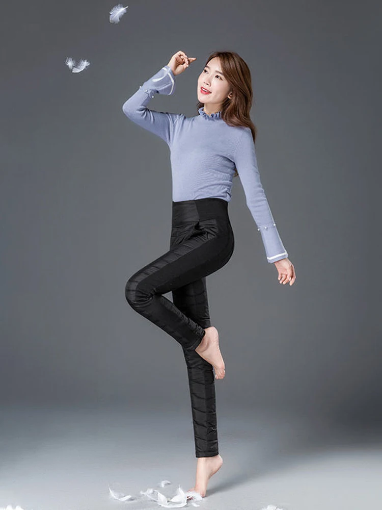 بنطلون شتوي نسائي عالي الخصر مبطن بالقطن، تصميم جديد فضفاض ونحيف، بنطلون هارلان كاجوال فضفاض ودافئ