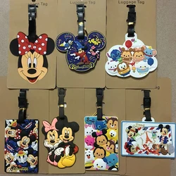 Mickey Luggage Tags Cartoon Anime Figure Minnie Mouse Suitcase Tag PVC Baggage Holder Travel Accessories Label Bag Pendant Gifts