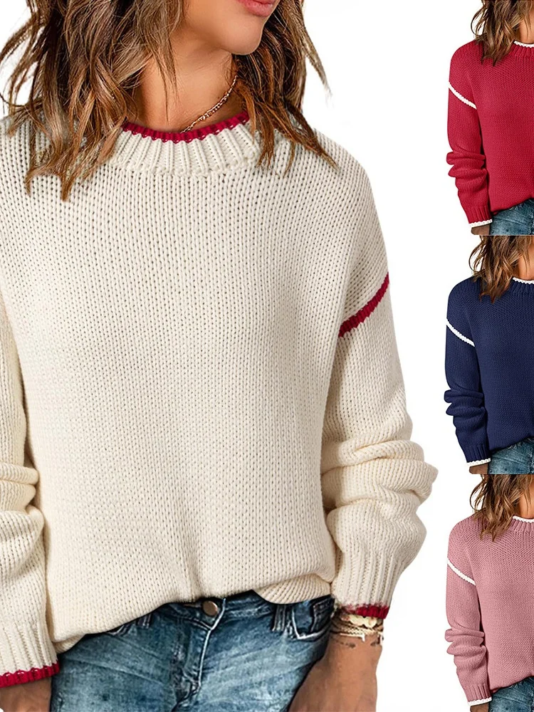 

Свободный длинный свитер све, повседневный однотонный свитер с узором Cisas, женская удобная трикотажная одежда, осенне-зимний сезон