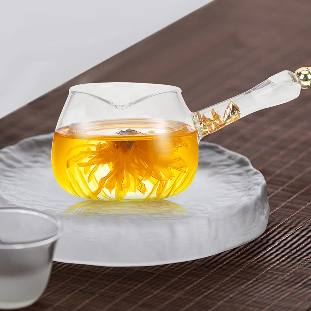 

2Pcs Glass Gongfu Tea Fairness Cup Thickened Heat Resistant Side Handle Pitcher Tea Divider for Hot Beverage Sharing