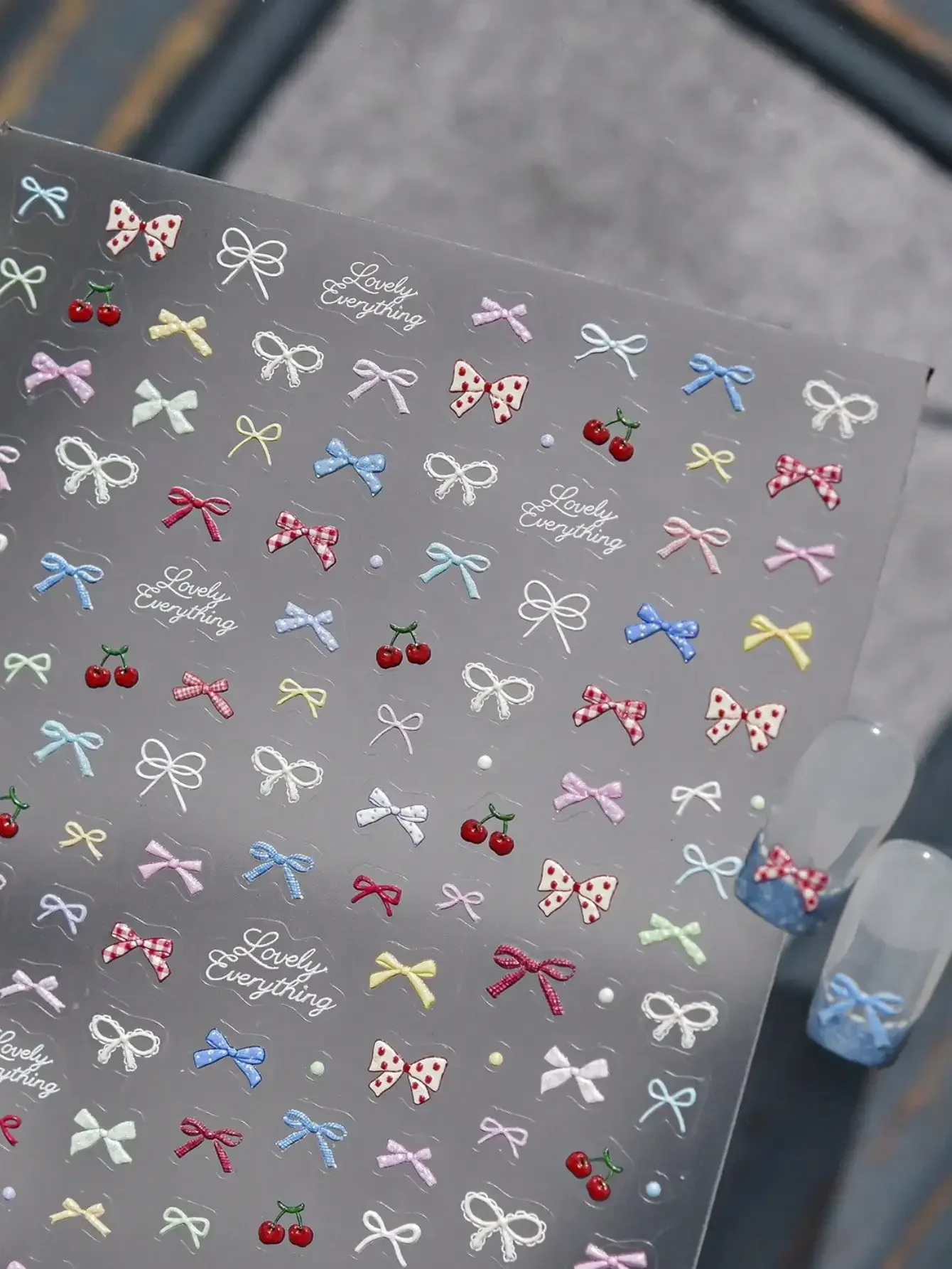 

1pc 5D Butterfly & Cherry Fruit 3D Nail Art Sticker, Self-Adhesive Cute Sweet Nail Decor DIY Nail Supplies
