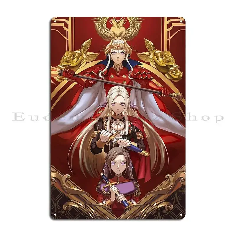 Crimson Flower Edelgard girl anime so beautiful Fire Emblem Three Houses Metal Club Party Print Bar Kitchen Tin Sign Poster