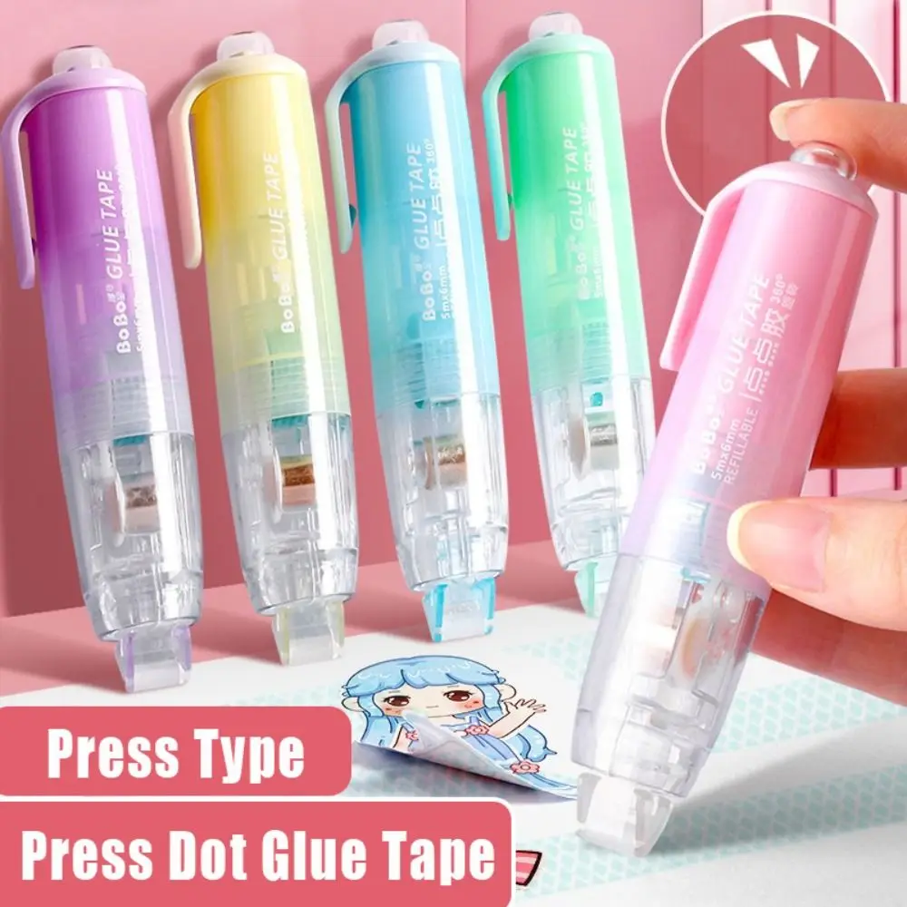 High Quality DIY Scrapbooking Glue Tape Pen Shape Press Type Double Sided Adhesive Dot Glue Student Stationery