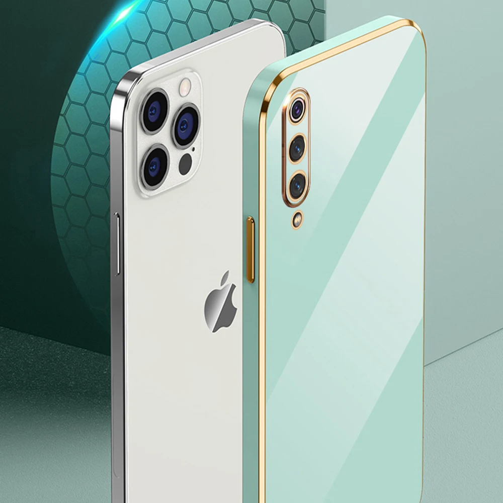 For Xiaomi Mi 9 Case Luxury Square Plating Xiaomi 9 Pro Phone Case Mi 9 Pro mi9 Pro ShockProof Soft Silicone Back Cover  Fundas