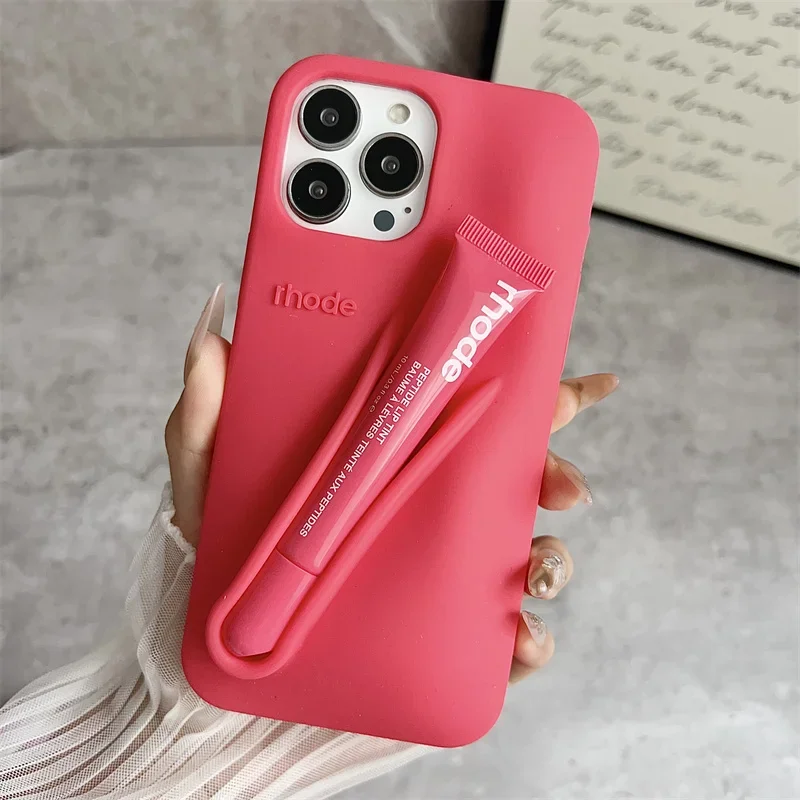 Hot Merk Lemontini Telefoon Case voor IPhone 11 12 13 14 15 16 Pro Max Plus 17 Air Make-up Lipgloss Siliconen Cover met Lip Glazuur - afbeelding 1