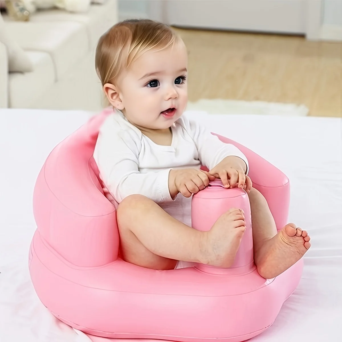 Inflatable Children's Seat Learning Seat Inflatable Small Sofa, Foldable Portable Shower Chair, Suitable for Bathing and Feeding