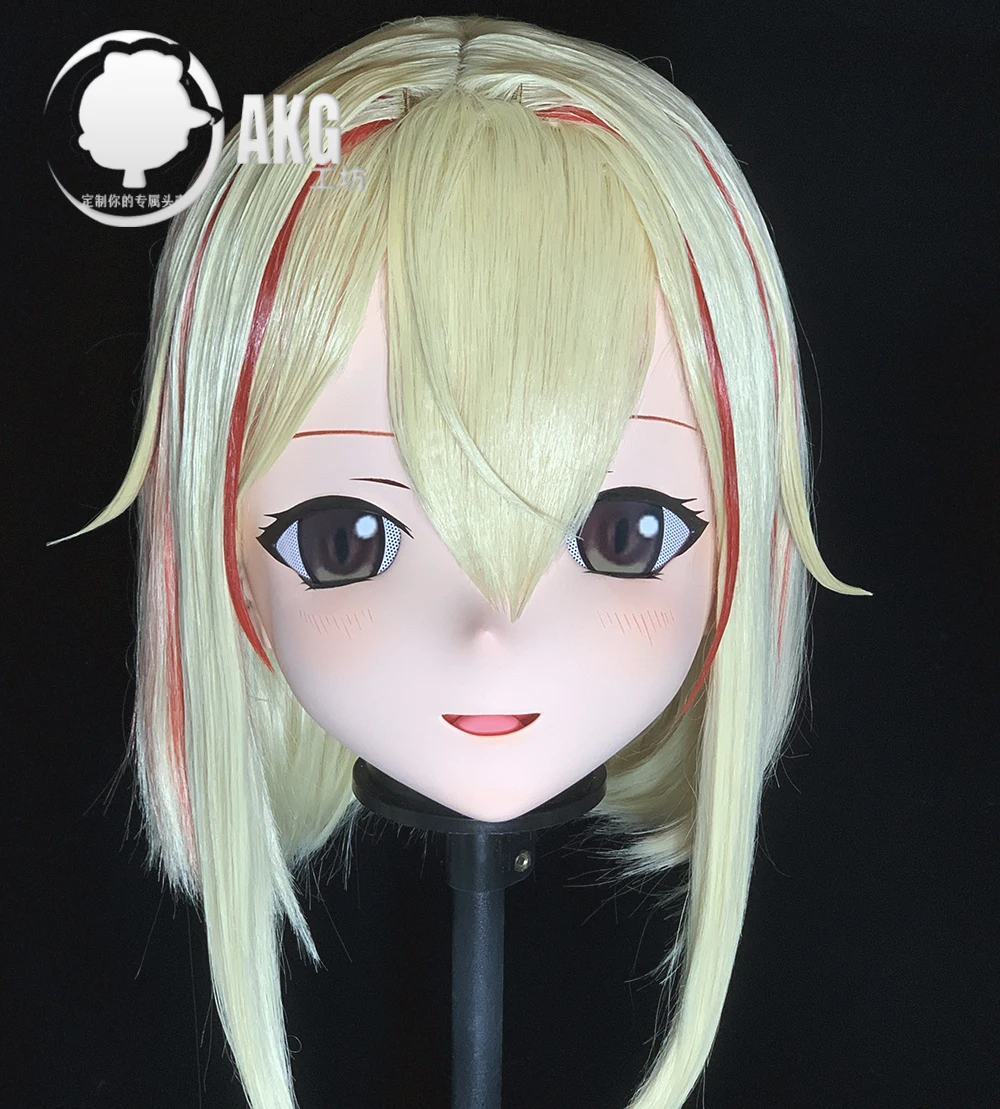 (AL51) Customize Character Crossdress Female/Girl Resin Half/ Full Head With Lock Cosplay Japanese Anime Game Role Kigurumi Mask