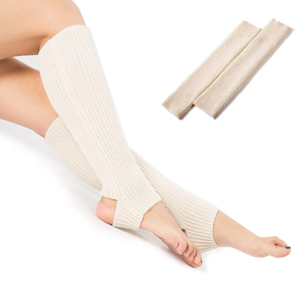 Knitted Leg Warmers Women One Size Soft Warm Acrylic Fabric Breathable Moisture Wicking Dance Yoga Exercising Sleep Leg Cuffs