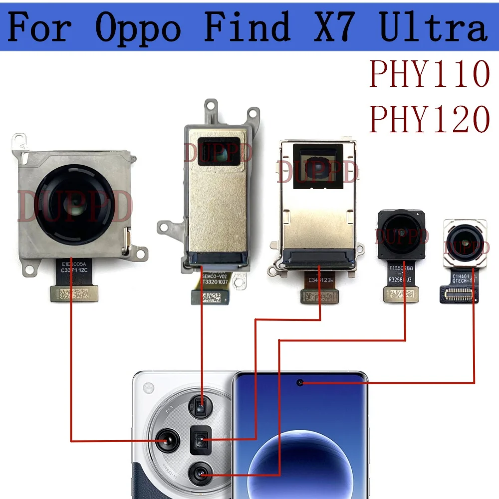 

Передняя задняя камера для Oppo Find X7 Ultra Фронтальный вид для селфи Широкая задняя основная камера Гибкий кабель для мобильной замены